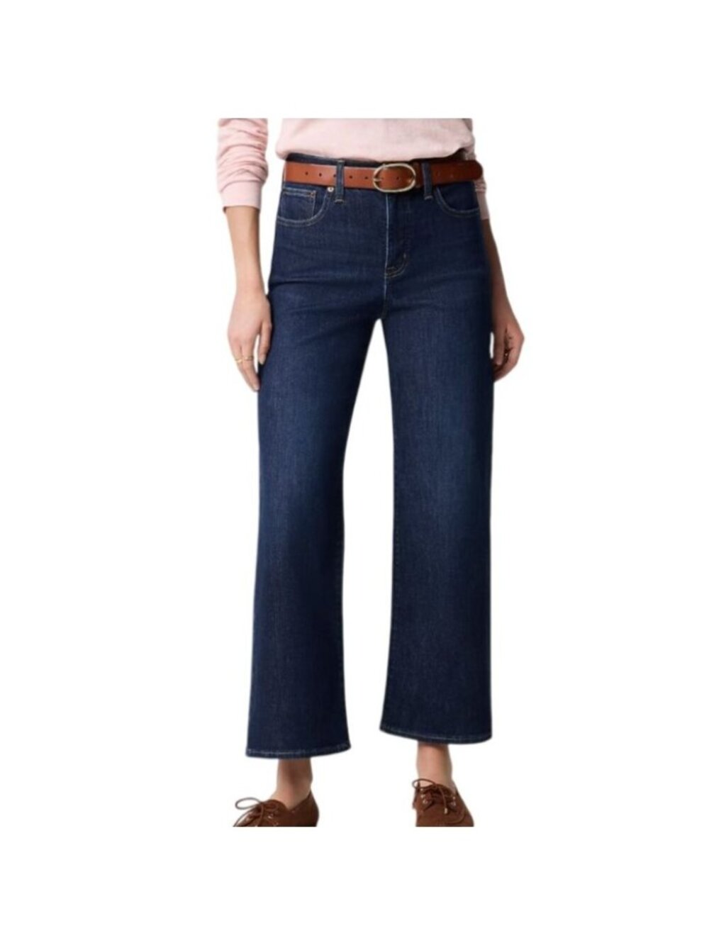 J.Crew Factory Petite Wide-Leg Crop Jean Sz 31P Dark Denim Wash Stretch CQ586